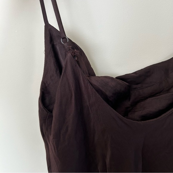 Zara Chocolate Brown Satin Slip Dress - Picture 11 of 11